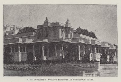 Lady Dufferin Kadın Hastanesi, Oodeypoor, Hindistan (gravür) by English School