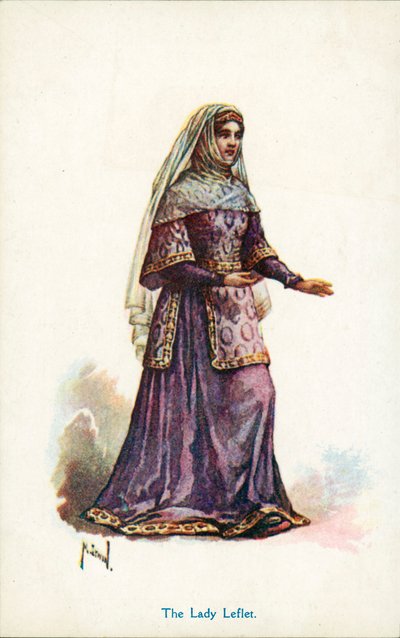 Lady Leflet (renkli taş baskı) by English School
