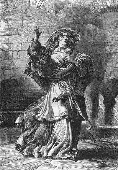 Lady Macbeth (Perde II) (Macbeth) - “” William Shakespeare'i Tamamlıyor” da İllüstrasyon 1866 - Bu baskının çizimleri ve genel biçimi, Londra'da yayınlanan Cassell'in resimli Shakespeare'inden ödünç alınmıştır. by English School
