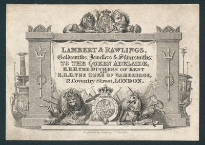 Lambert & Rawlings, kuyumcular, kuyumcular ve gümüşçüler, ticari kart by English School