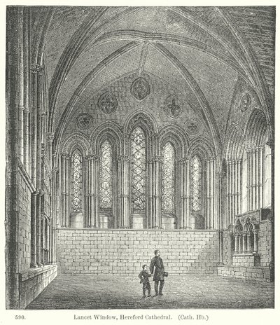 Lancet Penceresi, Hereford Katedrali (gravür) by English School