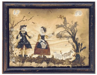 Figürler ve koyunlarla manzara by English School