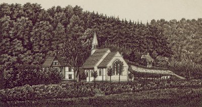 Langrish Kilisesi (litho) by English School