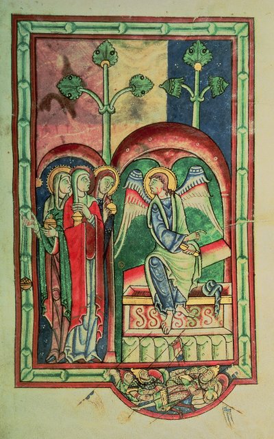 Lansdowne 383 f.13 Mezardaki Kadınlar, Shaftesbury Psalter