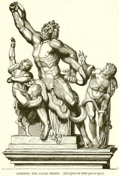 Laocoon, Sahte Rahip. (3000 Yıl Önce Heykelleştirildi) (gravür) by English School