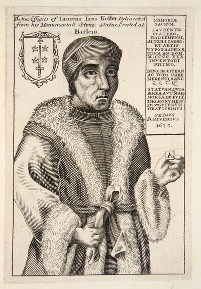 Laurenz Jans Koster, pub. 1683 gravürü. by English School