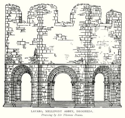 Lavabo, Mellifont Manastırı, Drogheda (gravür) by English School