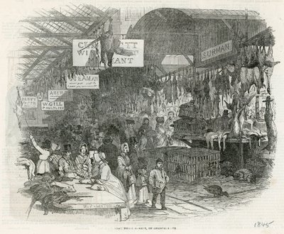 Noel arifesinde Leadenhall Pazarı, 1845 by English School