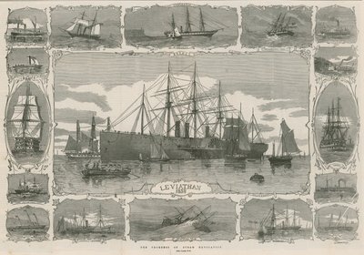 Leviathan 1858; steam nav ilerlemesini gösteren görüntülerin montajı by English School