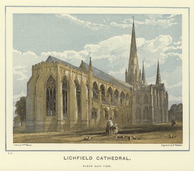 Lichfield Katedrali, kuzey doğu görünümü by English School