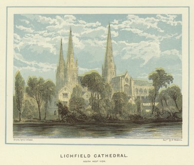 Lichfield Katedrali, güney batı görünümü by English School