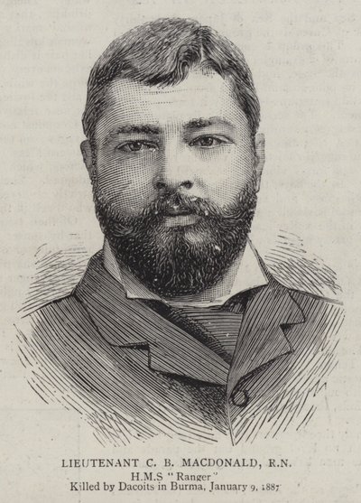 Teğmen CB Macdonald, RN (gravür) by English School