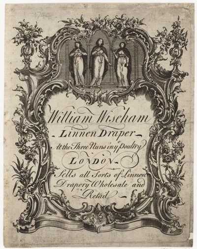Keten Draper, William Wiseham, ticari kart by English School