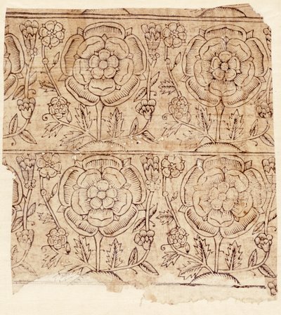 Tudor Rose desenli astar kağıdı, c.1550 (tahta baskı) by English School