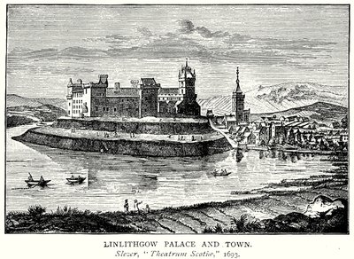 Linlithgow Sarayı ve Kasabası (gravür) by English School