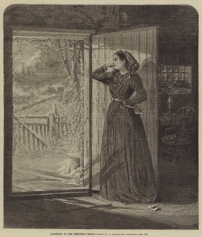 Noel Çanlarını Dinlemek (gravür) by English School