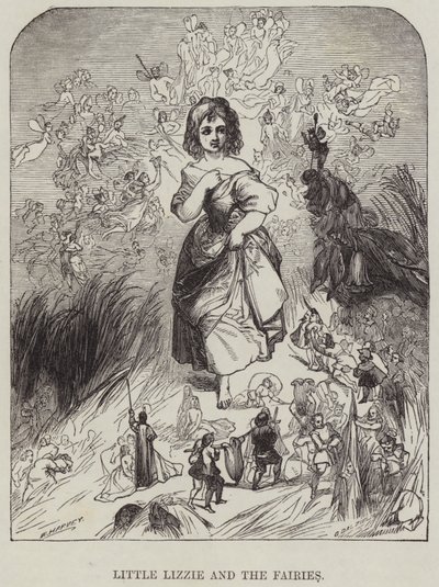 Küçük Lizzie ve periler (gravür) by English School