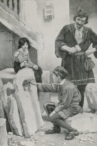 Küçük Michael bir portre çiziyor by English School