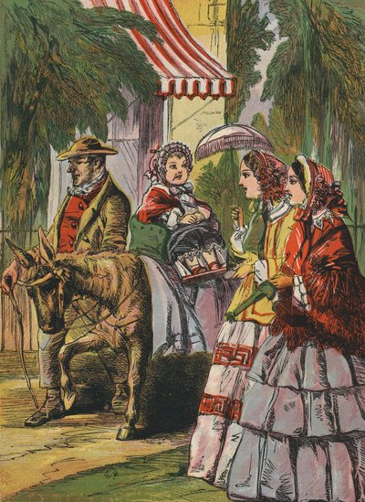 Eşeğe binen küçük kız (renkli taş baskı) by English School