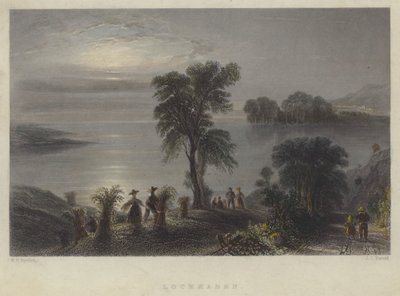 Lochmaben, İskoçya (renkli gravür) by English School