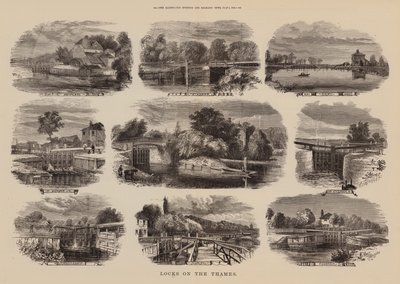 Thames Nehri üzerindeki kilitler (gravür) by English School