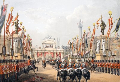 Edward VII ve Danimarka Alexandra A Memorial of Marriage of London Onurlu Topçu Şirketi tarafından tutulan Londra Köprüsü, pub. 1864 by English School