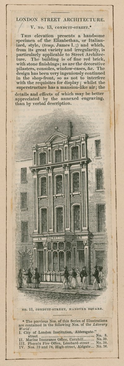 Londra Sokak Mimarisi: 13 Conduit Street, Londra by English School