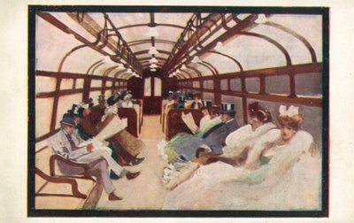 Bakerloo ve Piccadilly Hatlarında Londra Metrosu yolcuları (renkli taş baskı) by English School