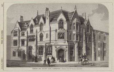 Londra ve İlçe Bankası, Cambridge, Messrs F ve H Francis, Mimarlar (gravür) by English School