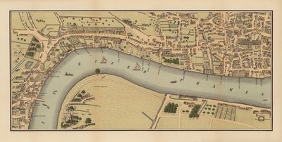 Kraliçe I. Elizabeth zamanında Londra (renkli taş baskı) by English School