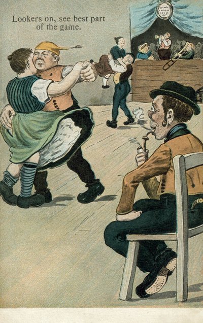 İzleyenler, oyunun en iyi bölümünü görüyor (renkli taş baskı) by English School