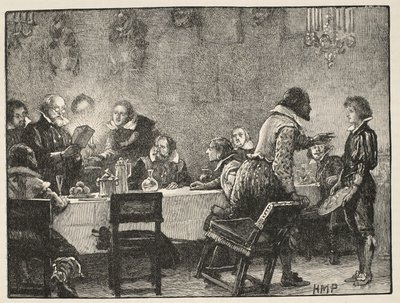 Lord Monteagle ve Barut Komplosu hakkındaki uyarı mektubu, Cassells Illustrated History of England'dan çizim (sepya fotoğrafı) by English School