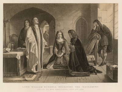 Lord William Russell, infazından önce kutsal töreni alırken, 21 Temmuz 1683 (gravür) by English School