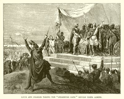 Louis ve Charles ordularının önünde Strasburg Yemini