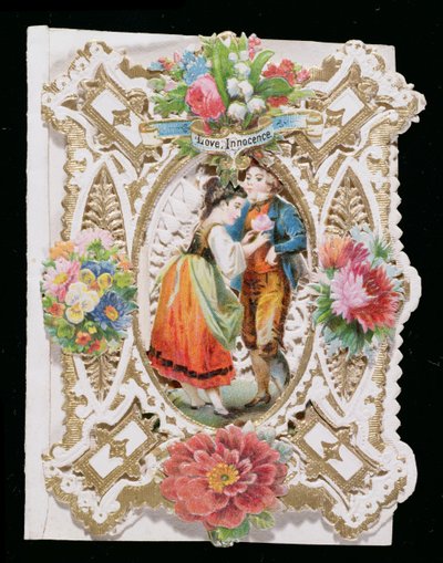 Aşk, Masumiyet, Sevgililer Günü kartı, c.1870 (kağıt üzerinde renkli taş) by English School
