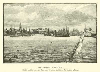 Lowestoft Limanı. Oulton Broad için Lothing Gölü'ne Giriş için Yat Yapımı by English School