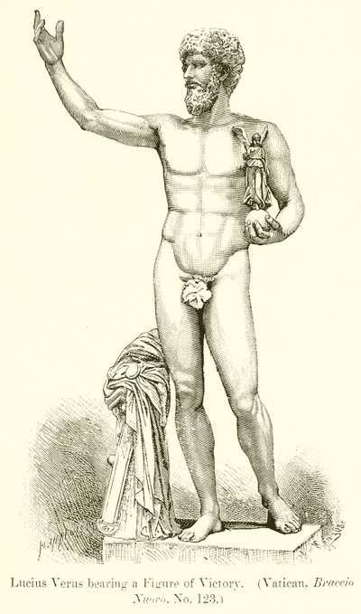 Lucius Verus bir Zafer Figürü taşıyor. (Vatikan, Braccio Nuovo. No. 123) by English School