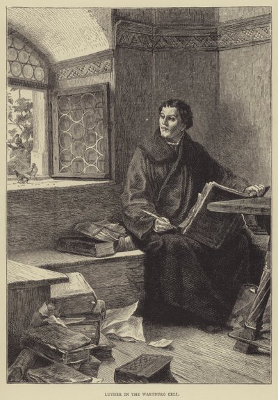 Wartburg Hücresindeki Luther (gravür) by English School
