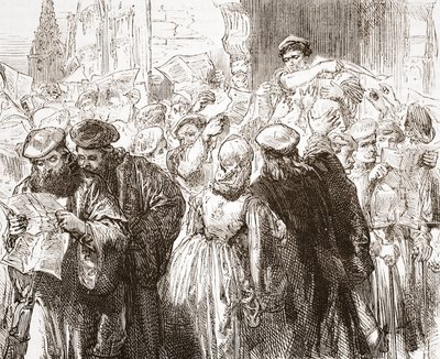 Luthers broşürü: matbaadaki sahne, James Aitken Wylie (1808-1890) tarafından yazılan Protestanlığın Tarihinden bir örnek, pub. 1878 by English School