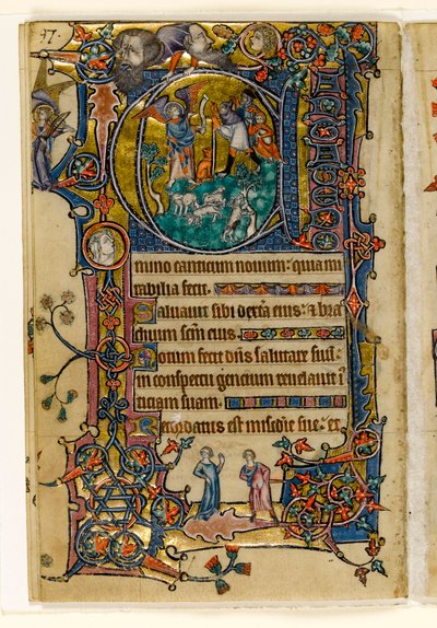 MS 1-2005, fol. 139v: The Annunciation to the Shepherds, başlangıç tarihi Macclesfield Psalter