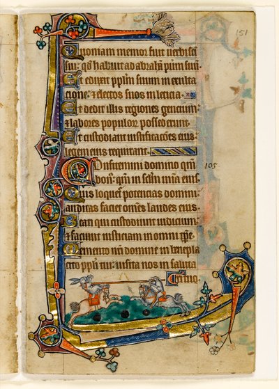 MS 1-2005, fol. 151r: Bir Tazı ve Tavşan Müsabakası, Macclesfield Mezmurundan marjinal dekorasyon, Sarum Kullanımı, Doğu Anglia, c.1330 by English School