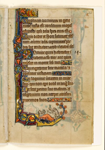 MS 1-2005, fol. 22r: Maymun-doktor ve ayı-hastası, Macclesfield Psalter