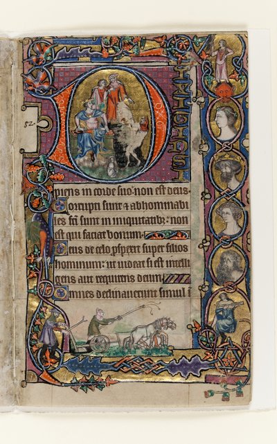 MS 1-2005, fol. 77r: David and the Fool, ilk olarak Macclesfield Psalter, Use of Sarum, East Anglia, c.1330