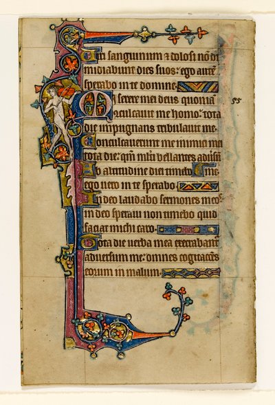 MS 1-2005, fol. 80v: Çıplak Müzisyen, Macclesfield Mezmurundan marjinal dekorasyon, Sarum Kullanımı, Doğu Anglia, c.1330 by English School