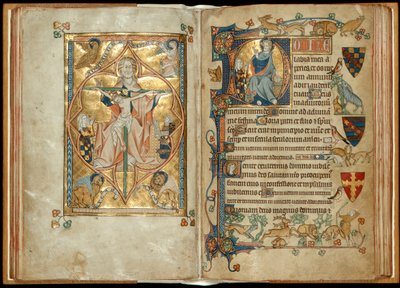 MS 242 f. 28v-29r Merhamet Tahtı, patronlarla, Mesih