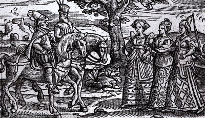 Macbeth, Banquo ve Üç Cadı, The Historie of Scotlande, 1577, by English School