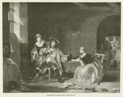 Lucy ve Polly ile Macheath (gravür) by English School