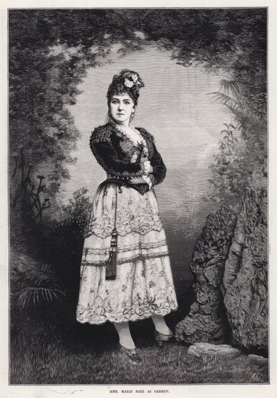 Madam Marie Roze, Carmen rolünde (gravür) by English School