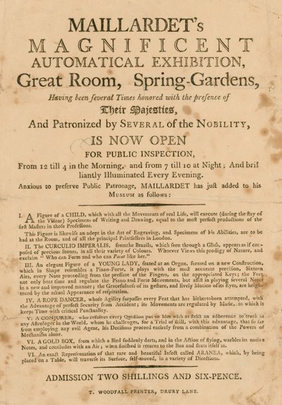 Maillards muhteşem otomatik sergi, Great Room, Spring Gardens, Londra by English School