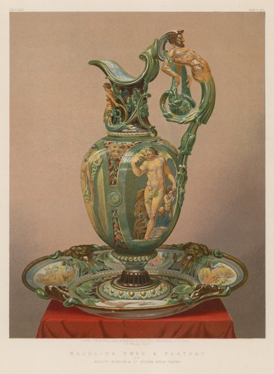 Majolica Ewer ve Plateau, Messrs Minton and Co, Stoke-upon-Trent tarafından by English School